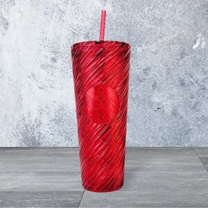 Starbucks Christmas 2024 Red Swirl Stripe Venti Tumbler 24oz Cold Cup Winter New